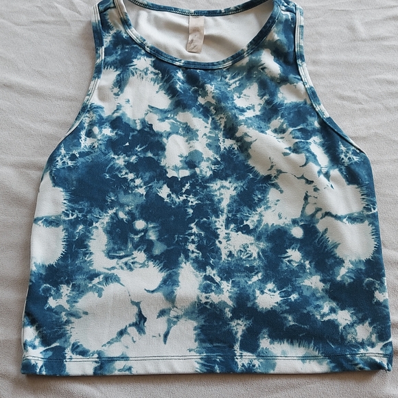 Balance Collection Crop Tank Top Size Large Green White Tie Dye Print, medium - Picture 2 of 9